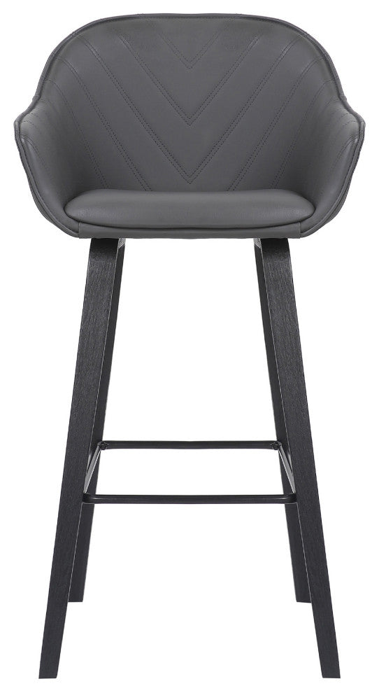 Gray Textured Faux Leather Modern Bar Stool