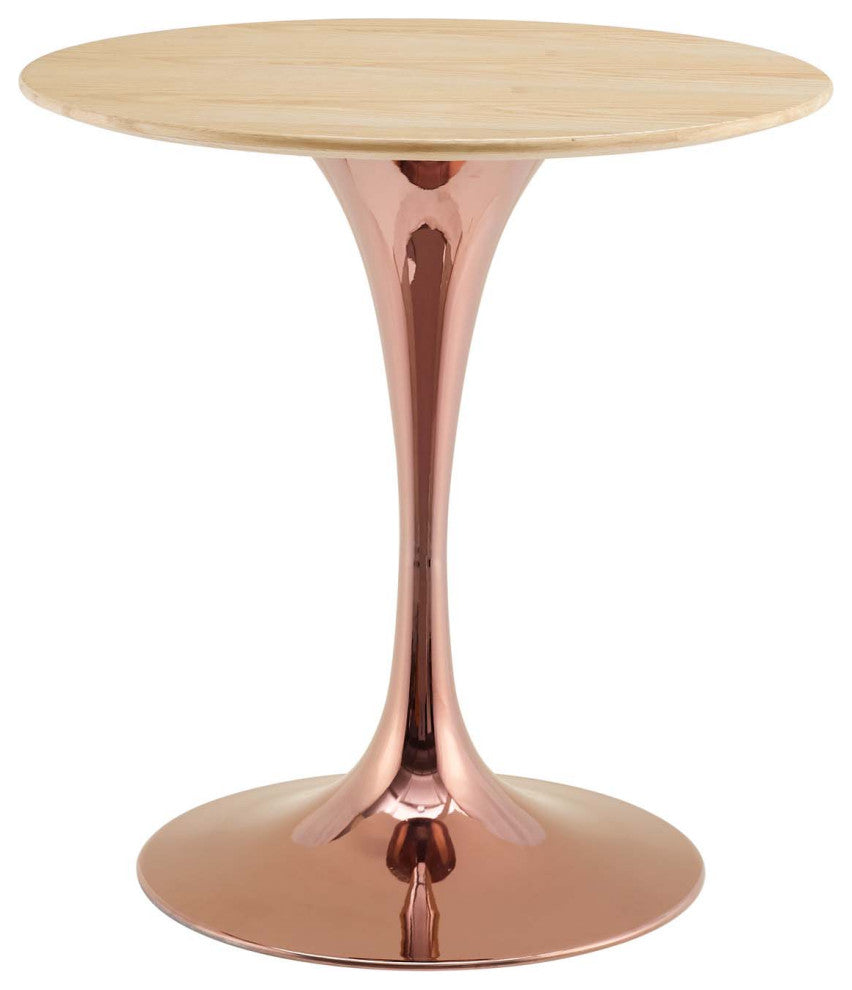 Dining Table, Round, Wood, Rose Gold Brown Natural, Modern, Bistro Restaurant