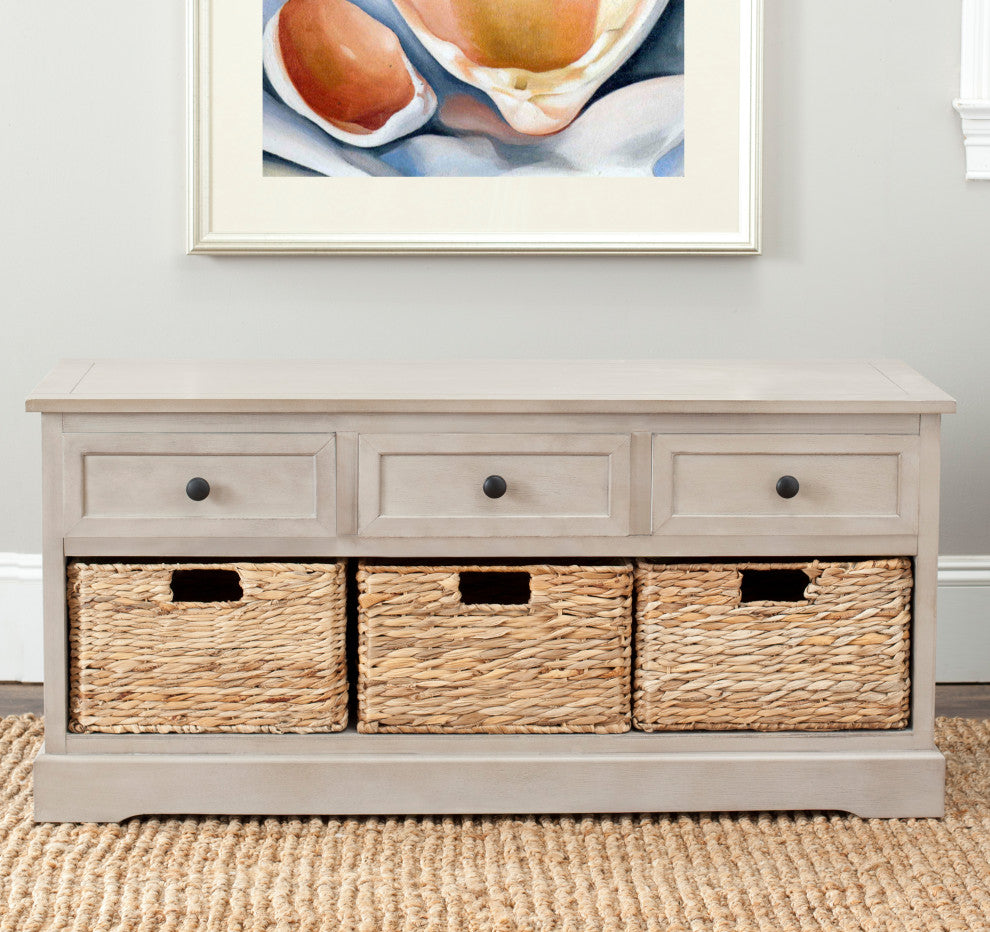 Safavieh Damien 3-Drawer Storage Bench, Vintage Gray