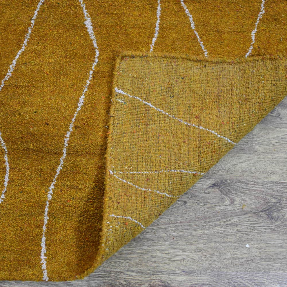 HAND KNOTTED LOOM SILK ECO-FRIENDLY RUGS-5'x8',Rectangle,Gold White,Contemporary