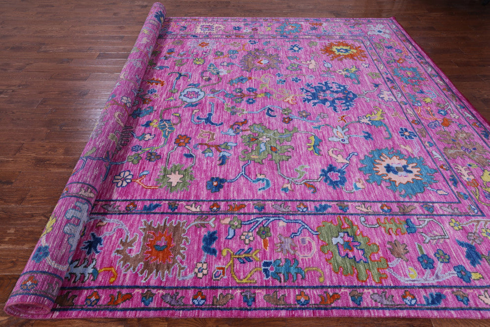 Turkish Oushak Handmade Wool Rug 10' 6" X 14' 3" - Q13558