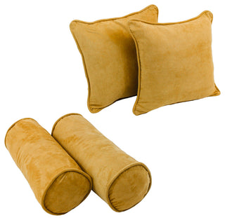Double-Corded Solid Microsuede Throw Pillows With Inserts, Set of 4, Lemon