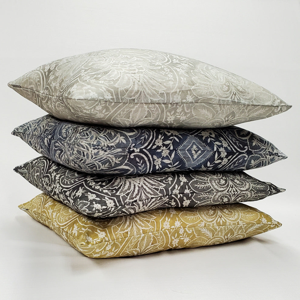 Leone Damask Dark Gray Throw Pillow 21x21, with Polyfill Insert