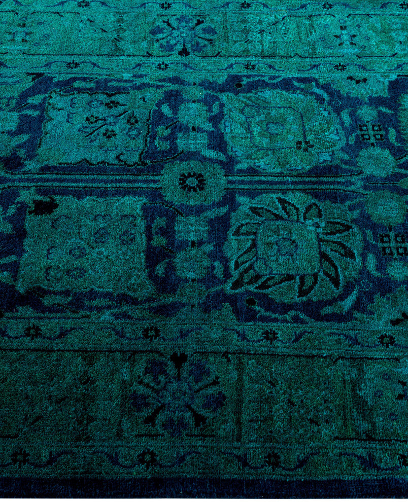 Overdyed One-of-a-Kind Hand-Knotted Area Rug Green, 3' 1" x 5' 2"