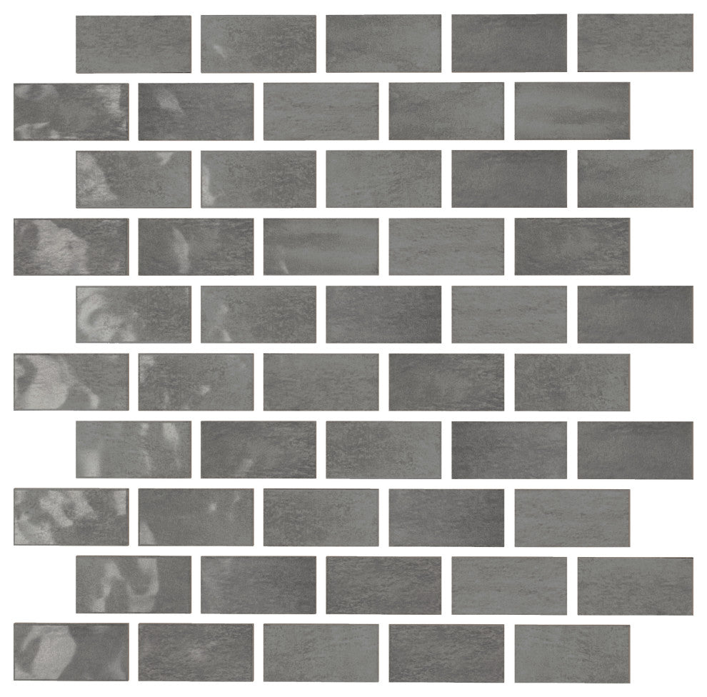 CastelloUSA Anacleto Ceramic Pressed 1"x2" Mosaic Tile, Dark Gray