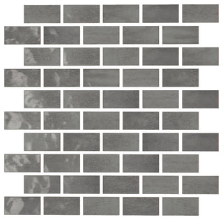 CastelloUSA Anacleto Ceramic Pressed 1"x2" Mosaic Tile, Dark Gray