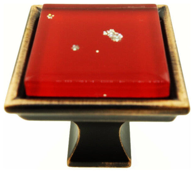 Red Iridescent Nova Crystal Glass Oil Rubbed Bronze Madison Classic Knob