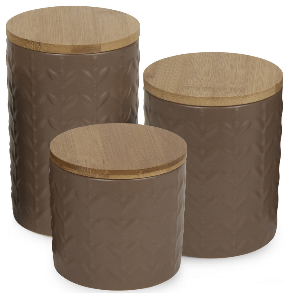 Mushroom Matte Retro Vine Texture Ceramic Canister (Set of 3)