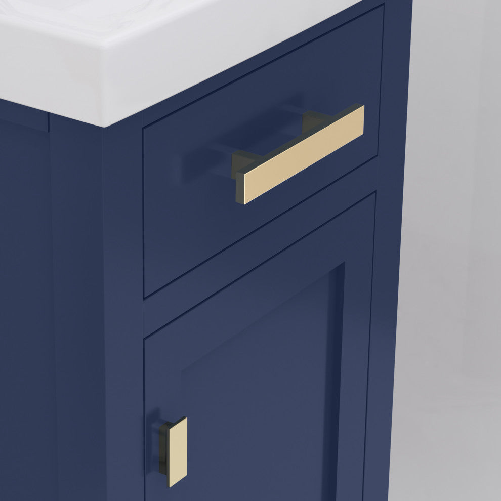 Mia 18 In. Integrated Ceramic Sink Top Vanity in Monarch Blue with Faucet