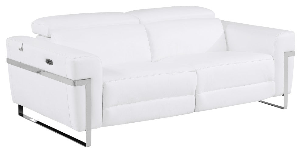 Prato Genuine Italian Leather Modern Sofa Set, White