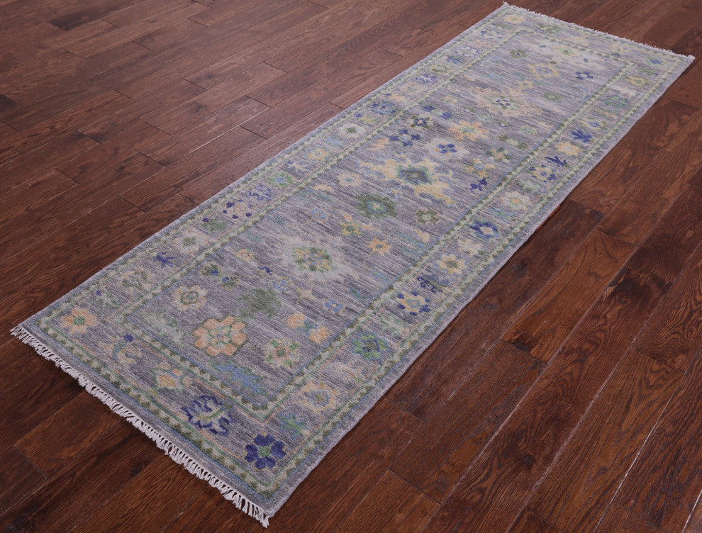 Runner Hand Knotted Turkish Oushak Wool Rug 2' 8" X 7' 11" - Q14994