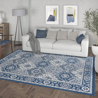Newcomb Traditional Oriental Navy Rectangle Area Rug, 5'x7'
