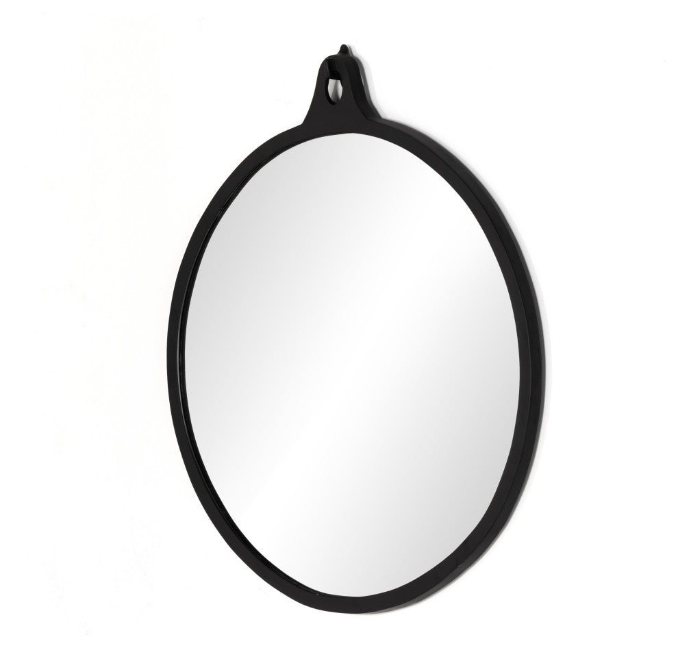 Hyde Round Mirror-Black Aluminum
