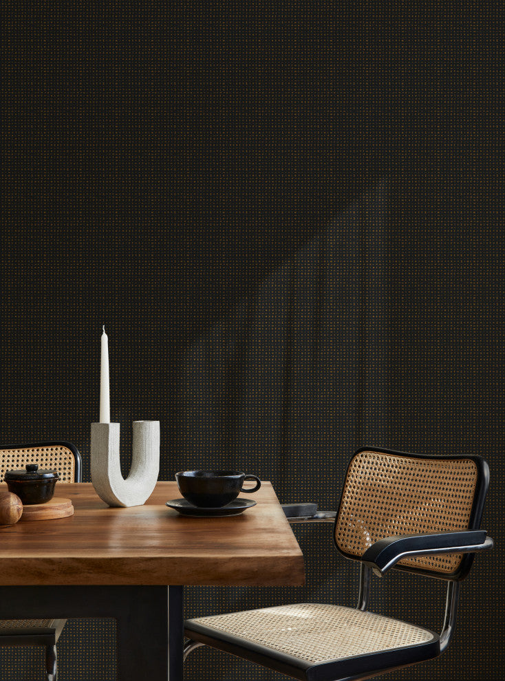 Burlap Hash Pattern Peel and Stick Vinyl Wallpaper, Onyx, 24"w X 60"h