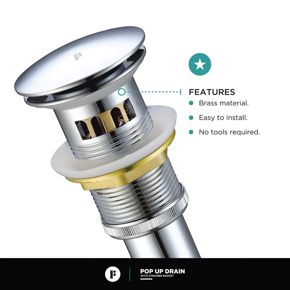 Pop Up Drain With Strainer Basket, Polished Chrome