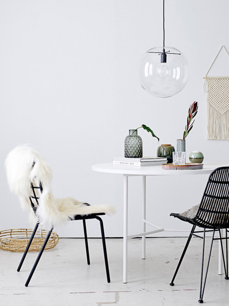 White Natural Mongolian Lamb Fur Rug