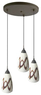 Art Glass 3-Light Multi-Light Pendant, Picasso Glass, Matte Black