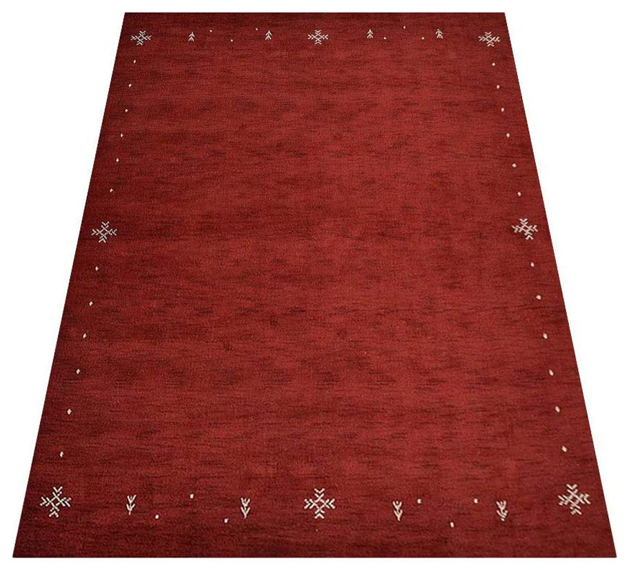 Hand Knotted Loom Wool Area Rug Contemporary, Red, [Rectangle] 8'x10'