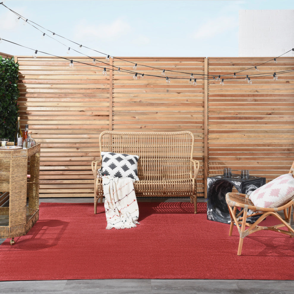 Nourison Essentials 9' x Square Brick Red Outdoor Area Rug