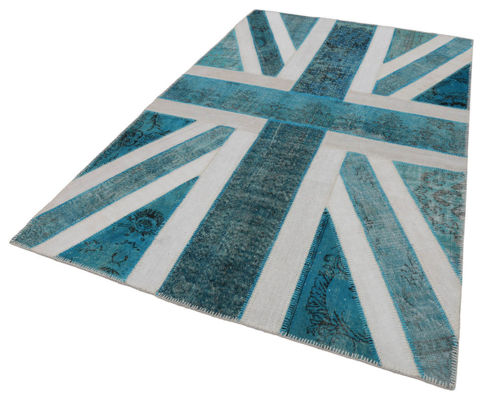 Rug N Carpet - Handmade Anatolian 6' 3'' x 9' 11'' Flag Patchwork Rug