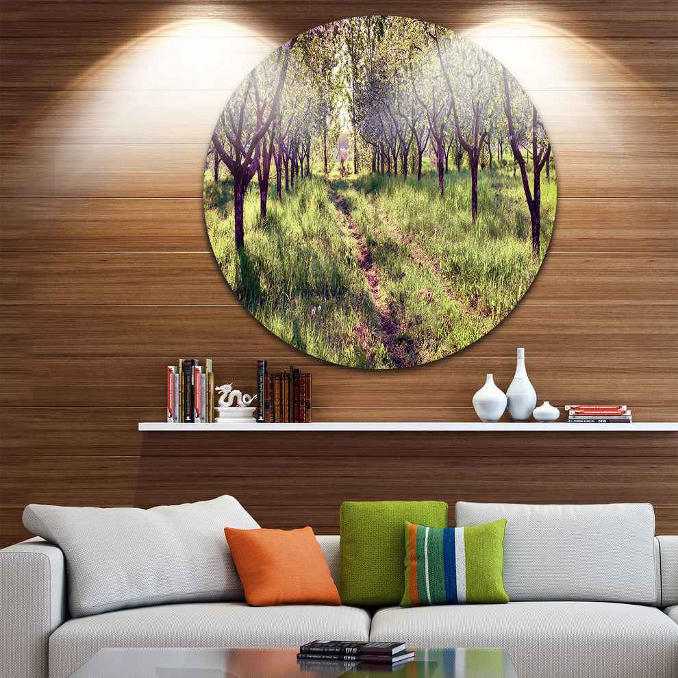 Blossom Apples Garden, Photography Round Metal Wall Art, 36"