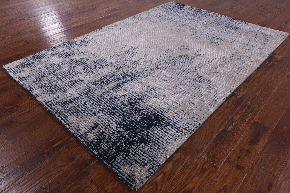 Wool and Silk Modern Handmade Rug 5' 6" X 8' 1" Q7139