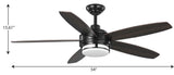Albin Collection 54" Indoor/Outdoor 5-Blade Black Ceiling Fan