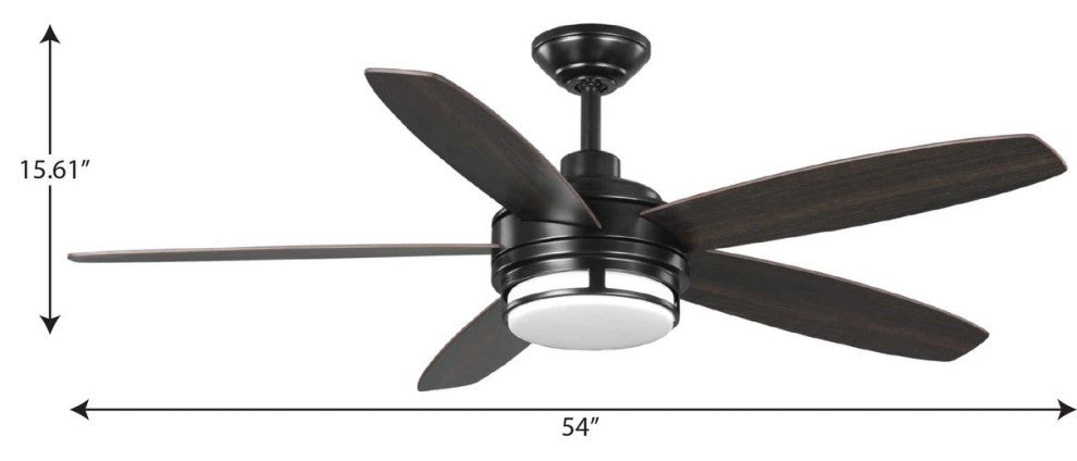 Albin Collection 54" Indoor/Outdoor 5-Blade Black Ceiling Fan