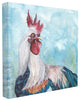 Light Blue Painted Rooster Portrait Oversized Stretched Canvas Wall Art, 24"x24"