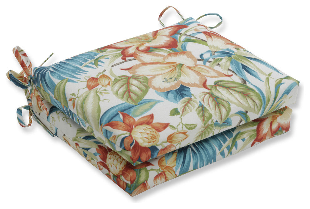 Botanical Glow Tiger Lily Squared Corners Seat Cushions, Set of 2, 18.5"x16"x3"