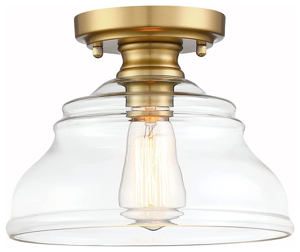 Farmhouse Glass Semi Flush Mount Ceiling Light, Industrial