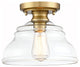 Farmhouse Glass Semi Flush Mount Ceiling Light, Industrial