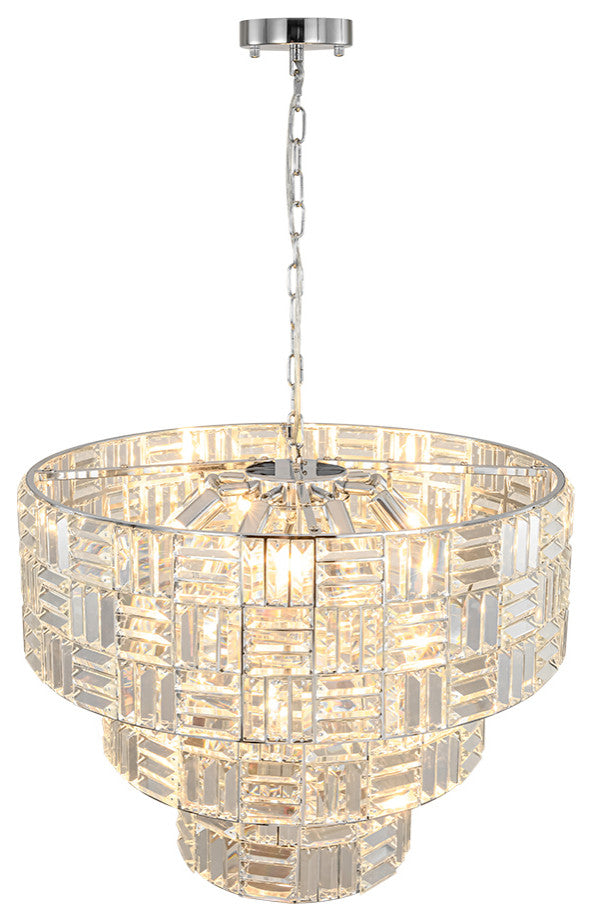 Luxury 11-Light Round Layered Chandelier With Crystal