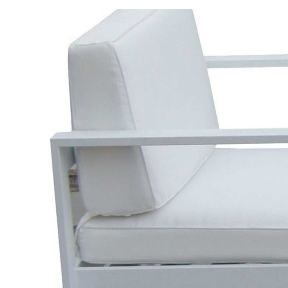 Benzara BM287851 Piece Outdoor Sofa, Chairs, /Table Set, Crisp White Aluminum