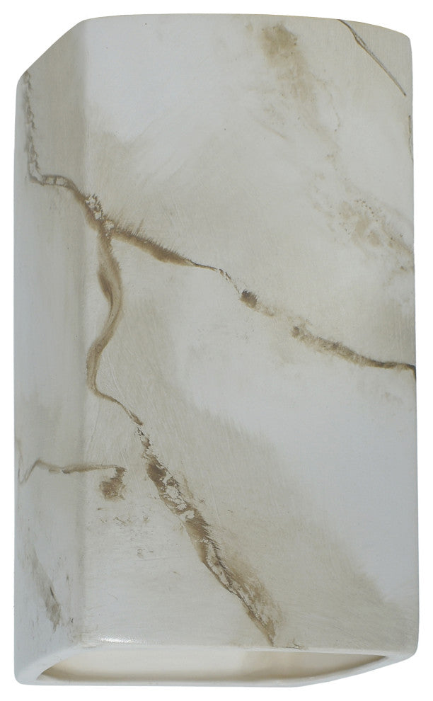 Ambiance, Small ADA Rectangle, Closed Top Wall Sconce, Carrara Marble