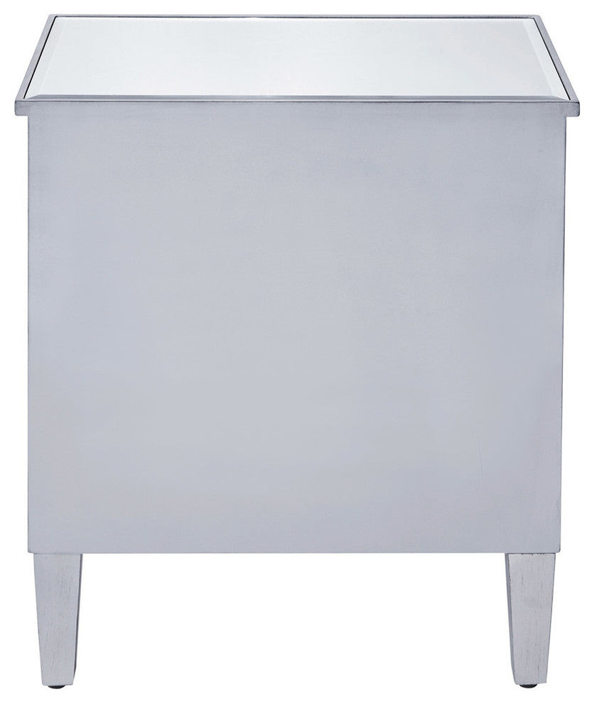 Nightstand 2 Doors 24" W X 16" D X 26" H, Antique Silver Paint