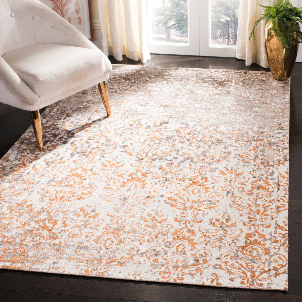 Safavieh Expression Collection EXP477 Rug, Ivory/Rust, 6'x9'