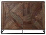 Uttermost 24932 Evros 52"W Reclaimed Fir Wood Accent Cabinet - Aged Gunmetal