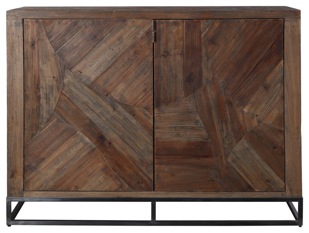 Uttermost 24932 Evros 52"W Reclaimed Fir Wood Accent Cabinet - Aged Gunmetal