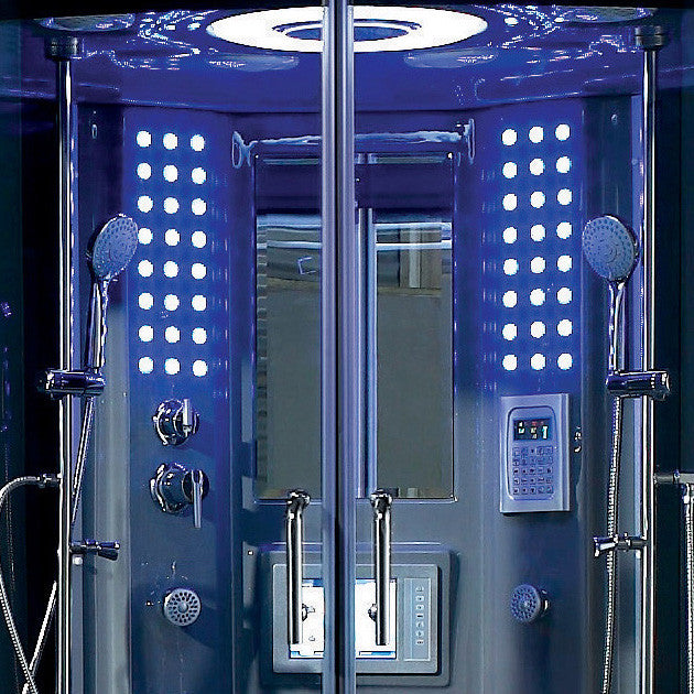 Valencia Steam Shower w/ Heated Massage Bathtub Whirlpool Hot Tub Sauna, Grey