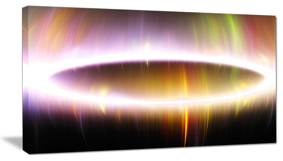 Large Oval of Northern Lights, Abstract Art on Canvas, 32x16