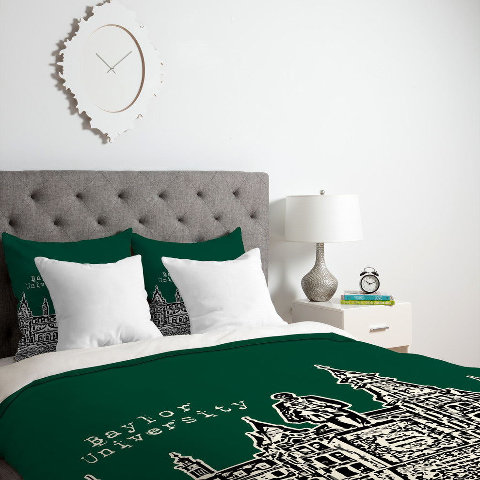 Deny Designs Bird Ave Baylor University Green Duvet Cover - Lightweight