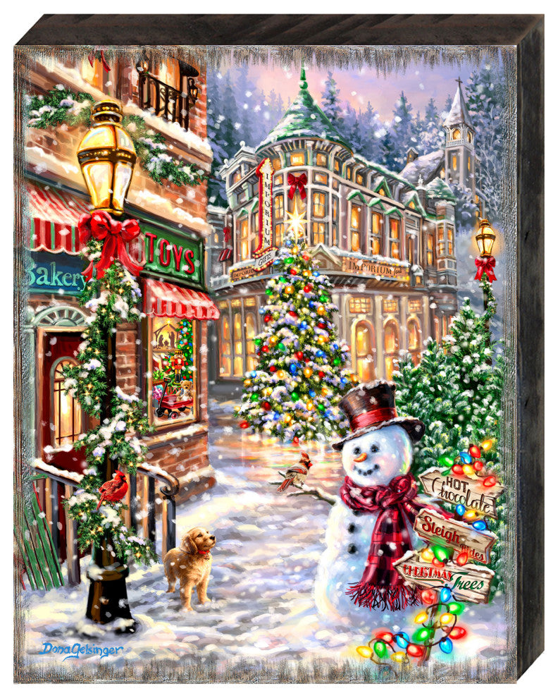 Christmas Lane Wooden Wall Art, Large 24x18