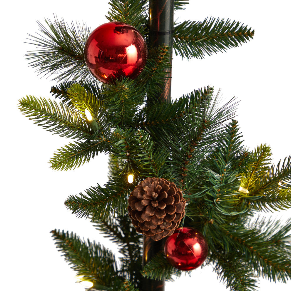 D1031 5' Holiday Decorated Lamp Post With Artificial Christmas Greenery