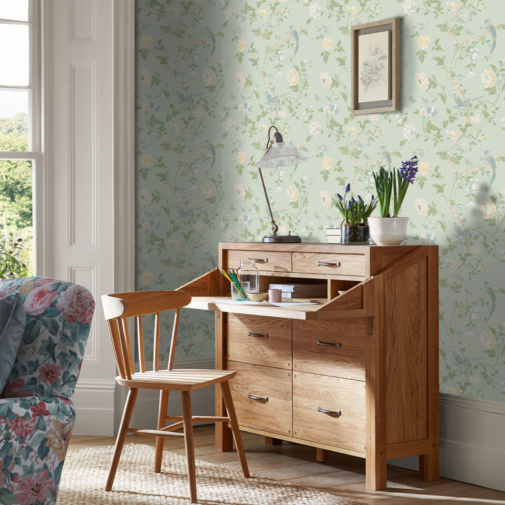 Laura Ashley Summer Palace Wallpaper, Eau De Nil