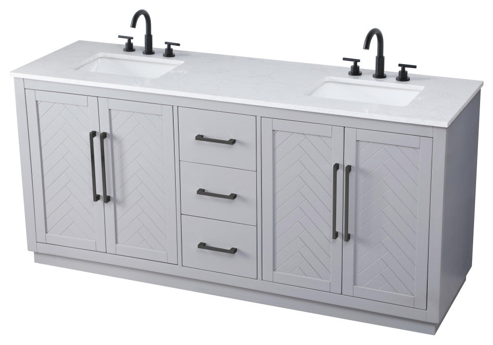 Home Living 72" Double Bathroom Vanity, Grey