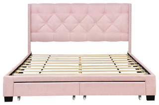 Gewnee Queen Size Storage Bed Linen Upholstered Platform Bed