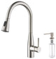 Bari-T Single Handle Pull Down Faucet, Brushed Nickel, With Soap Dispenser