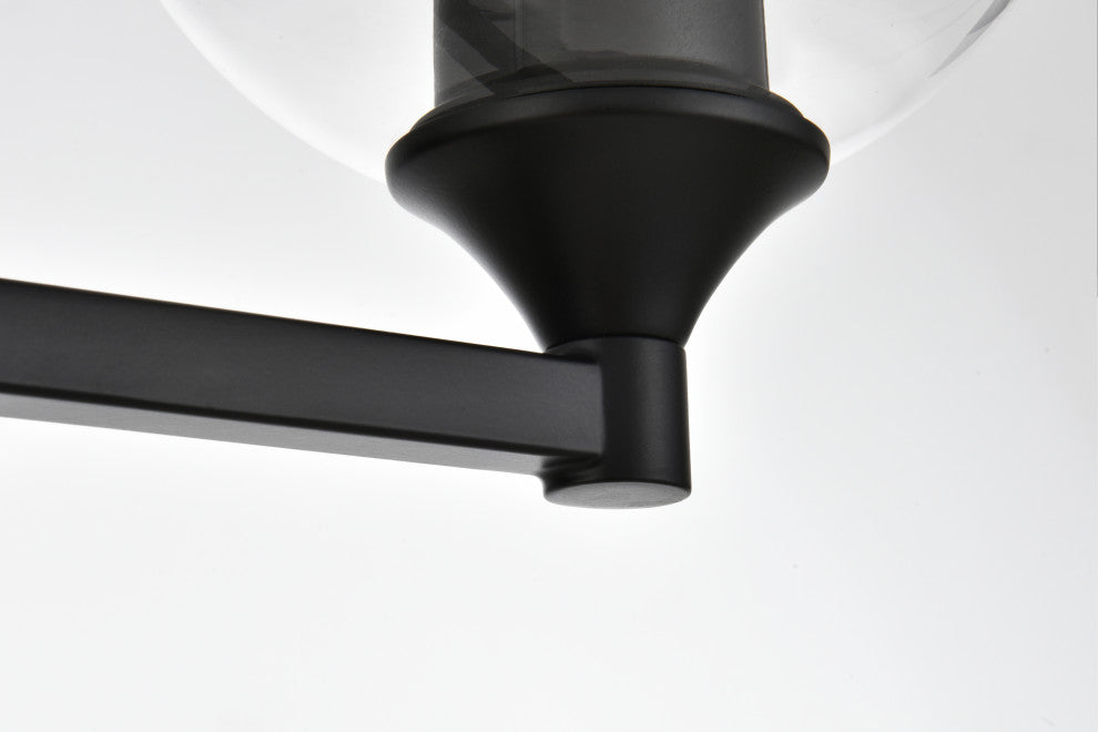 3 Light Black And Clear Bath Sconce