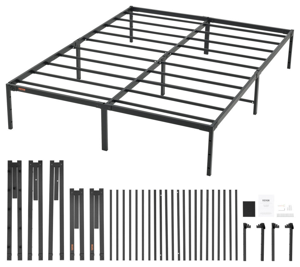 VEVOR Queen Size Bed Frame 14" Metal Bed Frame Platform 1500 lbs Noise Free